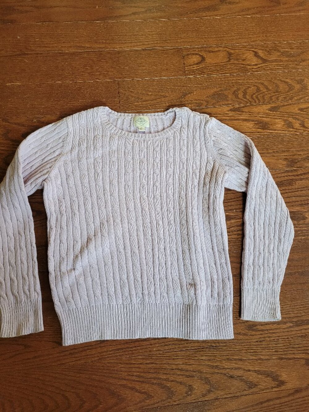 St. John Bay Cable Knit Sweater Women's XL Purple Lavender Cotton Long Sleeve